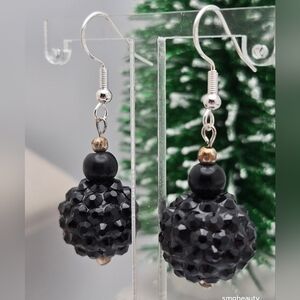 ✨2/$10✨ Handmade Black Sparkle Bead Ball Earrings